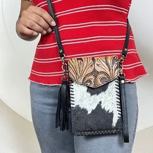 Drop Shipping Factory Wholesale Luxury Women Mobile <b>Mini</b> Bag High Quality Genuine <b>Hand</b> Tooled Cowhide Leather Fashion Lady Style - Product Image 4