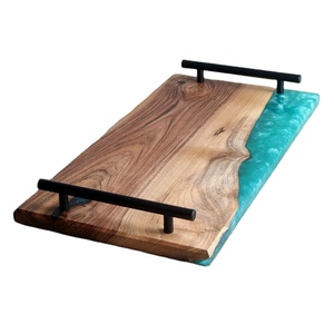 Bandeja de madera de resina para servir con mango de metal para decoración de mesa de fiesta de boda bandeja de servicio de catering en hoteles hogar - Product Image 6