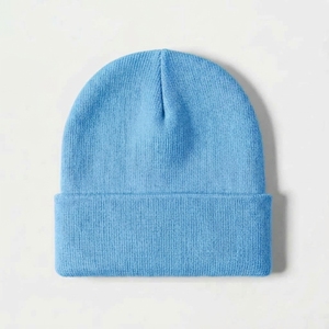 Fabricant de premier plan, service OEM, prix bas, bonnets unisexes légers avec revers plié, bonnet d'hiver, logo personnalisé - Product Image 1