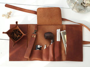 Estuche Enrollable para Pipas de Cuero Genuino Hecho a Mano con Cierre de Botón, a Prueba de Polvo y Ligero, Estilo Vintage para Viajes y Uso al Aire Libre - Product Image 6