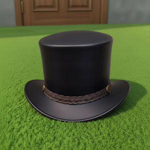 Sombrero de copa de cuero negro hecho a mano de primera calidad con banda marrón, estilo occidental, steampunk, gótico, para festivales. - Product Image 3