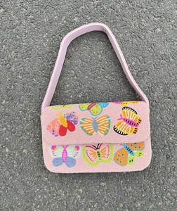 Handmade Embroidered Rectangular Handbag With Colorful Butterfly Pattern Textile Craft - Product Image 5