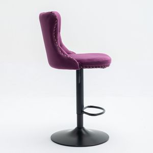 Modern Upholstered <b>Bar</b> <b>Stools</b> with Swivel Velvet Seat <b>Adjustable</b> 25 33 Inch Height 17.7 Inch Base Comfortable Backrest - Product Image 5