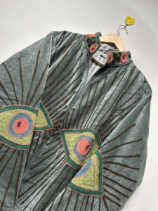 <b>Velvet</b> Embroidered <b>Jacket</b> Floral Pattern O-Neck Full Sleeve Winter <b>Women</b> Blazer Eco-Friendly Cotton Coat Casual Festival <b>Jacket</b> - Product Image 5