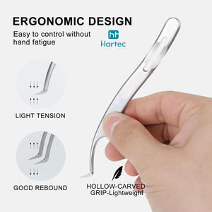 Good Supplier Durable Ergonomic Slotted Handle Eyelash Tweezers, Professional Stainless Steel Precision Tool for Lash Isolation - Product Image 6