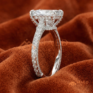 Elegant 925 Sterling <b>Silver</b> Radiant Cut <b>Solitaire</b> Diamond Engagement <b>Ring</b> with Pave Band for Women - Product Image 2