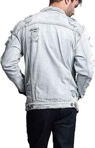 Veste en jean pour homme de haute qualité avec logo personnalisé imprimé, respirante, grande taille, style streetwear, design déchiré, vente en gros pour la saison hivernale - Product Image 4