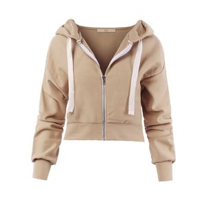 Nouveau sweat à capuche zippé court pour femme, manches longues, 100% coton biologique français, sweat à capuche court d'hiver pour femme - Product Image 4