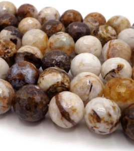 ลูกปัดหินแจสเปอร์ลายม้าลายสีน้ำตาลธรรมชาติทรงกลมเหลี่ยมเพชรพลอย สีน้ำตาลขาวสวยงาม คุณภาพสูง - Product Image 3