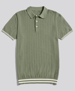 2026 High Performance Men's Olive <b>Green</b> Short Sleeve Knitted Cotton Polo Shirt Solid Color Breathable Casual Design Regular Fit - Product Image 1