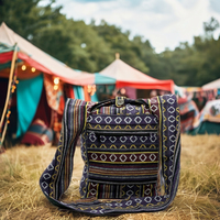 Sac Hobo Vintage Géométrique Hiver-Été Bohème Chic 100% Coton Tissé à la Main avec Bandoulière Unique Écologique et Chaînes Croisées