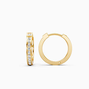 Boucles d'oreilles clous classiques pour femme JEWELLERY PLANET, plaquées or jaune, diamant de laboratoire taille ovale couleur F, pureté 14k-22k - Product Image 3