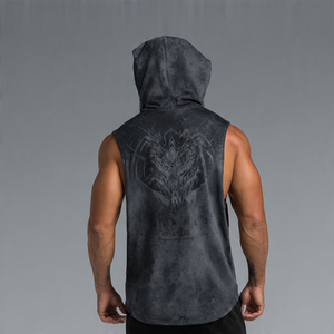 Débardeurs à capuche sans manches personnalisables par sublimation pour hommes, pour la gym et le fitness - Product Image 3