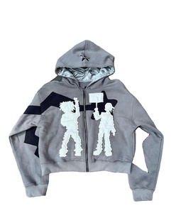 Sudadera con capucha de lana para hombre de peso pesado, ropa de invierno con estampado de soplo de gran tamaño, 3D bordado de letras, patrón sólido - Product Image 3