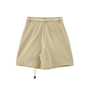 Shorts Oxford gris taille haute pour femme, fermeture boutonnée, style décontracté, coupe régulière, tissu tissé respirant, imprimé animalier 100% - Product Image 4
