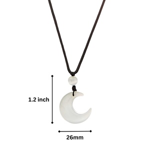 Moonara White 26mm <b>Jade</b> Pendant <b>Necklace</b> with Adjustable Pure Leather Cord for <b>Men</b> - Product Image 6