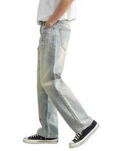 2025 nueva tendencia etiqueta personalizada recto 100% algodón ecológico transpirable suelto ajuste lujo Denim Jeans hombres pantalones de alta calidad - Product Image 5