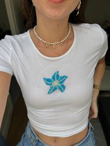 Exquisite <b>Blue</b> Seashell Ribbed Tank <b>Top</b> Womens Crew Neck Sleeveless Beach <b>Crop</b> <b>Top</b> Bulk Export Factory - Product Image 5