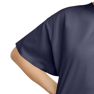 INDEX APPAREL Women's Navy Crop <b>Top</b> Crew Neck Short Sleeve Loose Fit Solid Color Casual Summer T-Shirt - Product Image 5