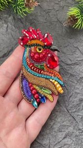 Artistic Embroidery Beaded Brooch <b>Pin</b> Handmade Gift for Fashion Lovers Unique Handcrafted Embroidered Beaded Brooch with Crystal - Product Image 4