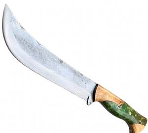 Cuchillo de Cocina Artesanal de Acero con Alto Contenido de Carbono, Mango de Madera de Burl con Resina Verde - Product Image 5