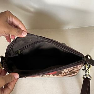 Hot Selling Women Fashionable Hand Tooled Genuine Leather Handbags Western Style Cherry Designer Crossbody Clutch Sling <b>Bags</b> - Product Image 6