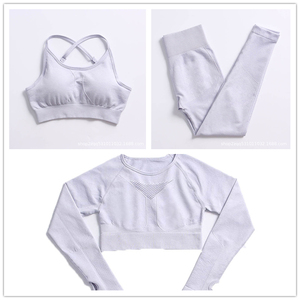 Conjunto Deportivo Personalizado sin Costuras para Fitness, Ropa Deportiva Activa para Mujer, Pantalones y Sujetador de Yoga, Conjunto de 3 Piezas para Yoga, Conjuntos de Fitness para Gimnasio - Product Image 6