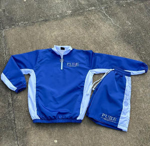 2026 Wholesale Customize 100% Cotton Quarter Zipper <b>Jacket</b> Windbreaker Quick Dry Summer Short Set High Quality - Product Image 2