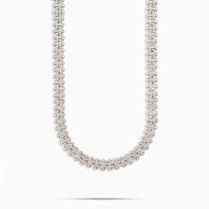 Luxury 925 Silver Rhodium Plated <b>Statement</b> <b>Necklace</b> Brilliant Cut Prong Setting Tennis Chain Hiphop Fine - Product Image 1
