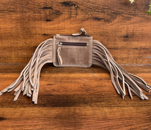 Monedero con cremallera y flecos grandes de cuero de ante para mujer, monedero de cuero genuino al por mayor, novedad - Product Image 5