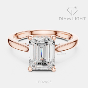 Bague de fiançailles et de mariage pour femme, cadeau de bijoux, certifiée IGI, diamant de laboratoire taille émeraude 2,08 carats, ensemble de bagues en or blanc 14 carats - Product Image 3