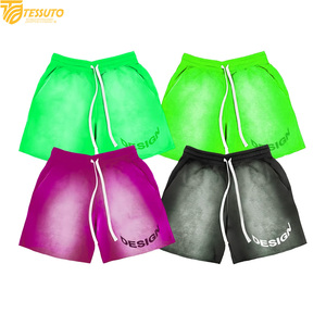กางเกงขาสั้นผ้าฝ้ายไล่เฉดสีสไตล์สตรีทแวร์วินเทจสำหรับผู้ชาย ลวดลายเอฟเฟกต์ย้อมสีแบบแอซิดวอช เหมาะสำหรับออกกำลังกายและเล่นบาสเก็ตบอล พร้อมโลโก้แบบกำหนดเอง - Product Image 2