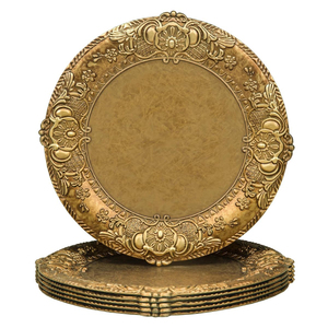 Plateau de service vintage en métal doré, élégant et orné, en fer, style marocain, pour desserts, apéritifs, gâteaux, pour usage domestique - Product Image 3