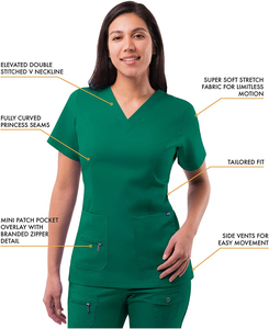 Wholesale Custom Eco-Friendly Lightweight Cotton/Polyester Jersey Unisex Short Sleeve <b>Nurse</b> <b>Scrubs</b> Suits Hospital Uniforms - Product Image 5
