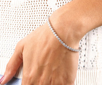 Bracelet Tennis en Argent Sterling avec Moissanite de Laboratoire, Design Infini Empilable, Plaqué Rhodium, Cadeau de Luxe pour Mariage et Fête, Unisexe