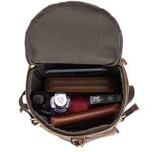 Vintage Genuine Leather Gym <b>Backpack</b> <b>Large</b> Capacity Retro Duffle Bag Zipper Shoulder Luggage for Travel Daily Use - Product Image 5