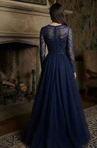 Tela de malla con lentejuelas bordadas a mano de primera calidad para vestido de noche, material de lujo para vestido azul marino, venta al por mayor - Product Image 3