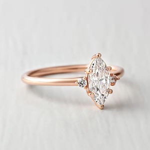 แหวนเพชรทรงมาร์คีส์ 1.36 กะรัต เพชรเลี้ยงในห้องปฏิบัติการ ทองคำขาว 14K แหวนเพชรเม็ดเดี่ยว แหวนแต่งงานสามเม็ด แหวนเจ้าสาว - Product Image 2