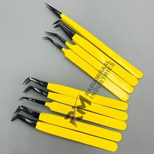 แหนบต่อขนตา RMI สีเหลืองเคลือบผงสแตนเลสป้องกันไฟฟ้าสถิตย์ ขนาด 10 มม. พร้อมหัวพลาสม่าสีดำ 9 แบบ สำหรับขนตาเรียบเนียน - Product Image 6