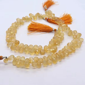 Perles de citrine naturelle facettées en forme de larme AAA, taille 6x9 MM, perles de pierre précieuse de citrine en forme de goutte, brin de 20 pouces, perles facettées en forme de larme en vrac - Product Image 1