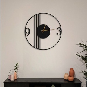Minimalist Metal Mechanical <b>Wall</b> <b>Clock</b> with Silent Hourly <b>Chime</b>-Contemporary Creative Statement Home Decor for Living Room - Product Image 2