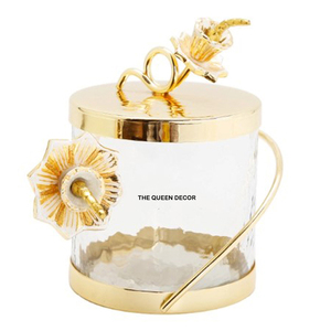 Ensemble de 3 boîtes de rangement de cuisine avec couvercle en métal en forme de fleur, dernières arrivées, forme cylindrique en marbre blanc décoratif - Product Image 3
