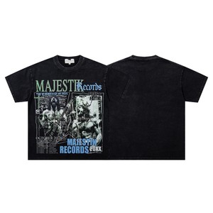 MAJESTIK คุณภาพสูงผ้าฝ้าย 100%โอเวอร์ไซส์สตรีทวินเทจอินเทรนด์พิมพ์ลายฤดูร้อนแขนสั้นเสื้อยืดผู้ชาย - Product Image 1