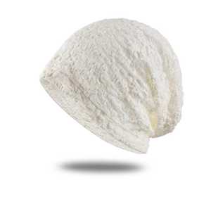 Bonnet unisexe en jacquard tricoté à la main, couleur unie blanc, polyester respirant et imperméable, décontracté, hiver, adulte, réglable - Product Image 1