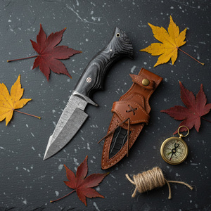 Cuchillo de caza Bowie de acero de Damasco con mango de madera de palisandro, el más vendido a precio de fábrica - Product Image 1