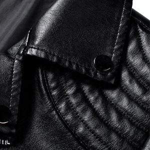 Chaqueta de Lona y Cuero para Hombre, Estilo Otoñal, Manga Larga, Cuello Camisero, Cierre de Cremallera, Logotipo, Transpirable, Resistente al Viento, para Invierno - Product Image 4