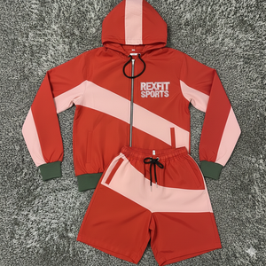 Conjunto Deportivo Corto Rexfit Personalizado para Hombre, Chaqueta Cortavientos Ligera de Nailon, Conjunto Deportivo Corto, Venta al Por Mayor - Product Image 2
