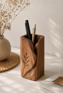 Handmade Wooden Pen Holder for <b>Desk</b> Organization <b>Rustic</b> Wooden Pen Stand for <b>Office</b> and Home Elegant Wooden Pencil Holder for Wo - Product Image 6