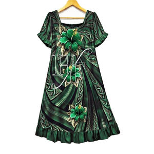 Vestido Mumu con Estampado Hawaiano de Último Diseño, Talla Grande, Alta Calidad, Vestidos Isleños de Verano - Product Image 4