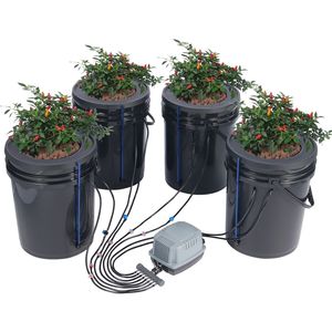 Sistema Idroponico DWC, Kit di Coltivazione Idroponica per Uso Domestico, Sistema a Goccia Superiore per Coltura in Acqua Profonda, 5 Galloni, 4 Secchi con Pompa d'Aria - Product Image 3